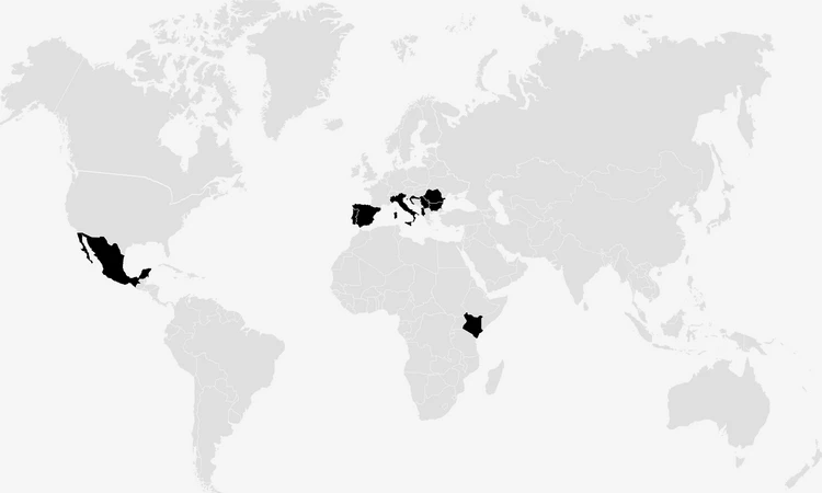 Map of countries where Kirey is present