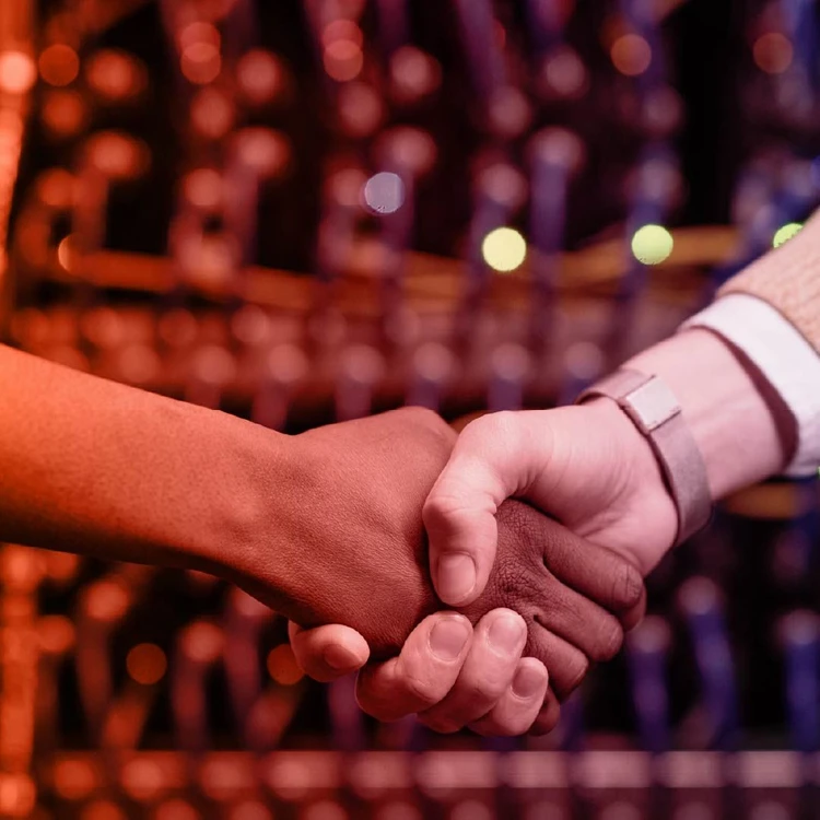 Handshake between two colleagues.